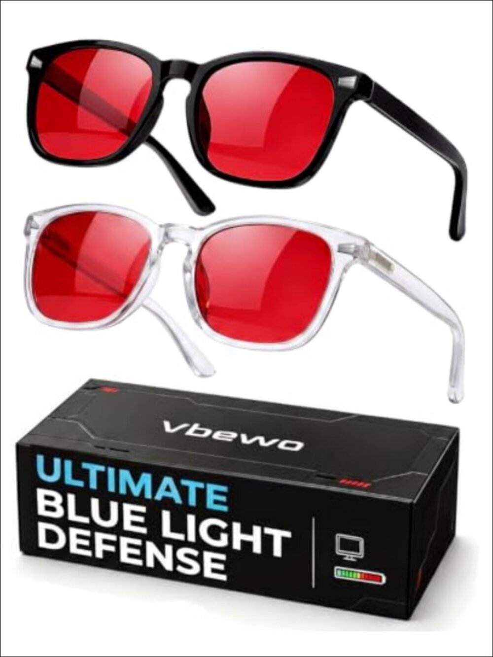 2 Pack Sleep Glasses 99.9% Blue Light Blocking TR90 Frame